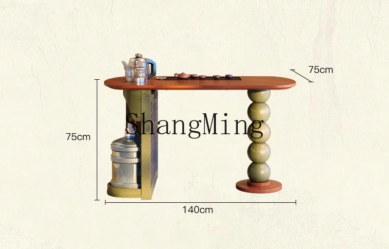 

HJ retro desk integrated dual-purpose kettle integrated embedded medieval household tea table
