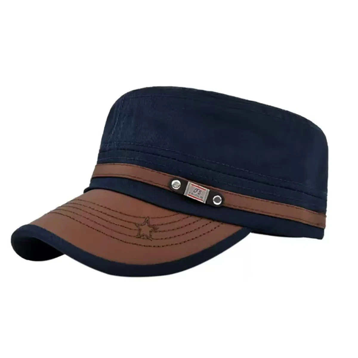 Unisex FS Pentagramm-Stickerei Militärmütze Frühling Herbst Outdoor Verstellbare Freizeithüte Herren Flat-Top-Kappen – Detail 3