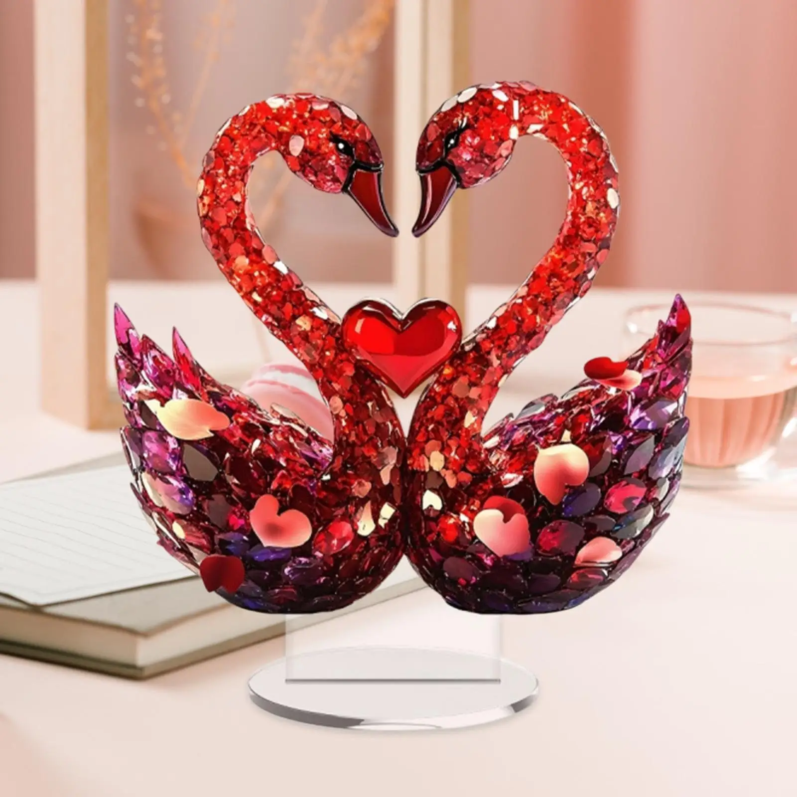 زخرفة بجعة الحب الرومانسية عرض لوحة مسطحة ثنائية الأبعاد لمكتب المزرعة #1