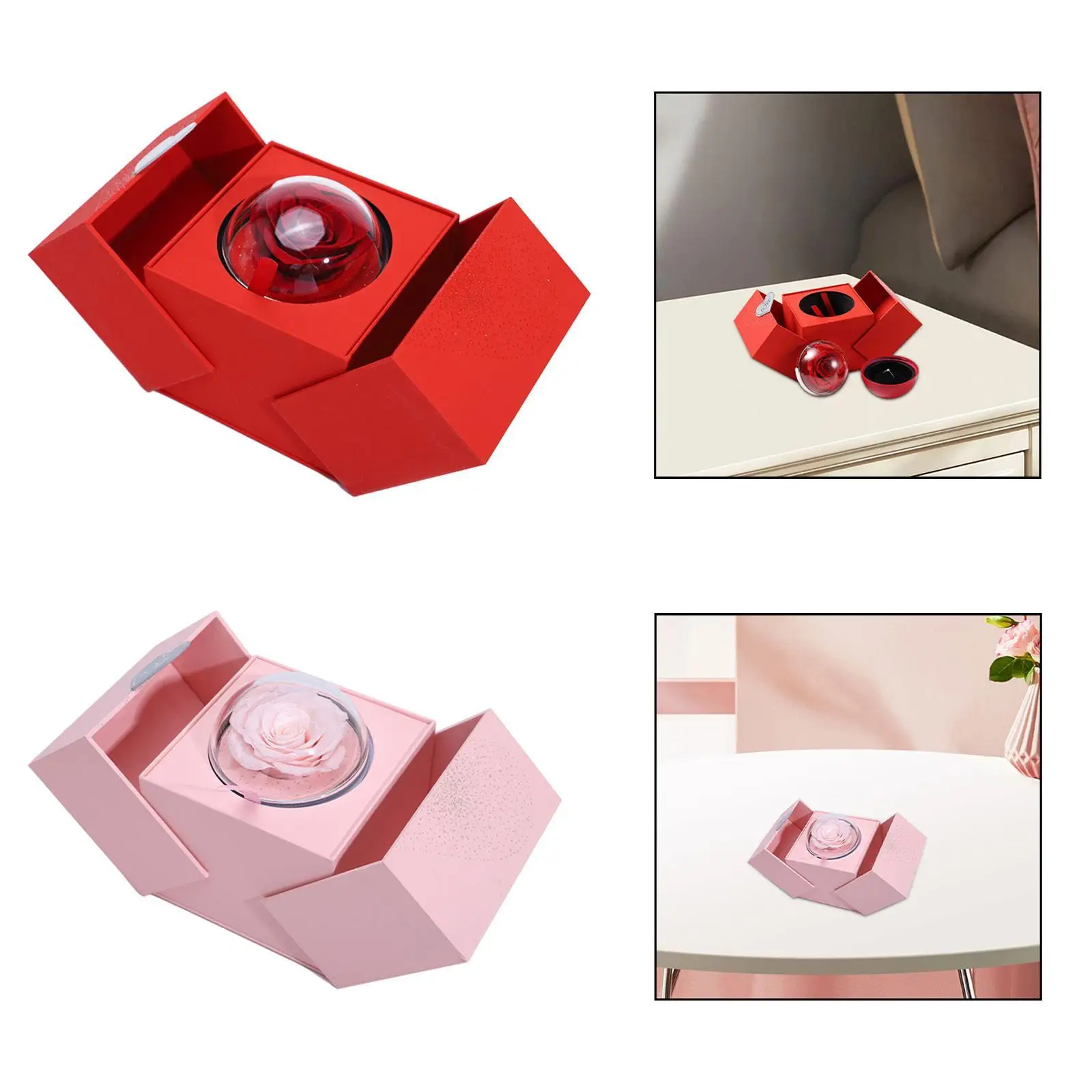 Lifting Gift Box Valentine's Day Gifts for Her Preserved Flowers Creative Ring Box for Mother's Day Wedding Special Occasions