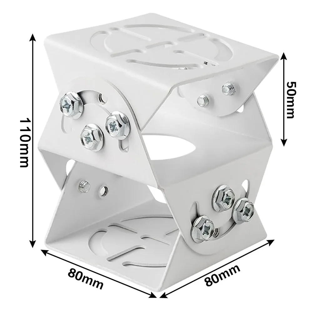 White Steel Oversee Mount for Security Cameras with 3-Axis Adjustable Rod for LED Solar and Surveillance Setups