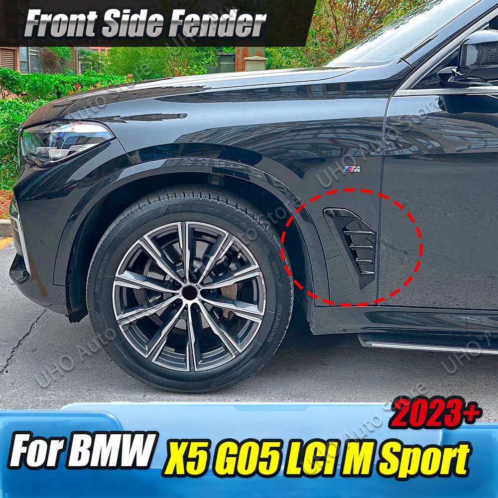 Image of Auto Vorderseite Kotflügel Flügel Air Vent Abdeckung Hai Kiemen Aufkleber Trim Körper Außen Styling Für BMW X5 G05 LCI M Sport 2023-2025