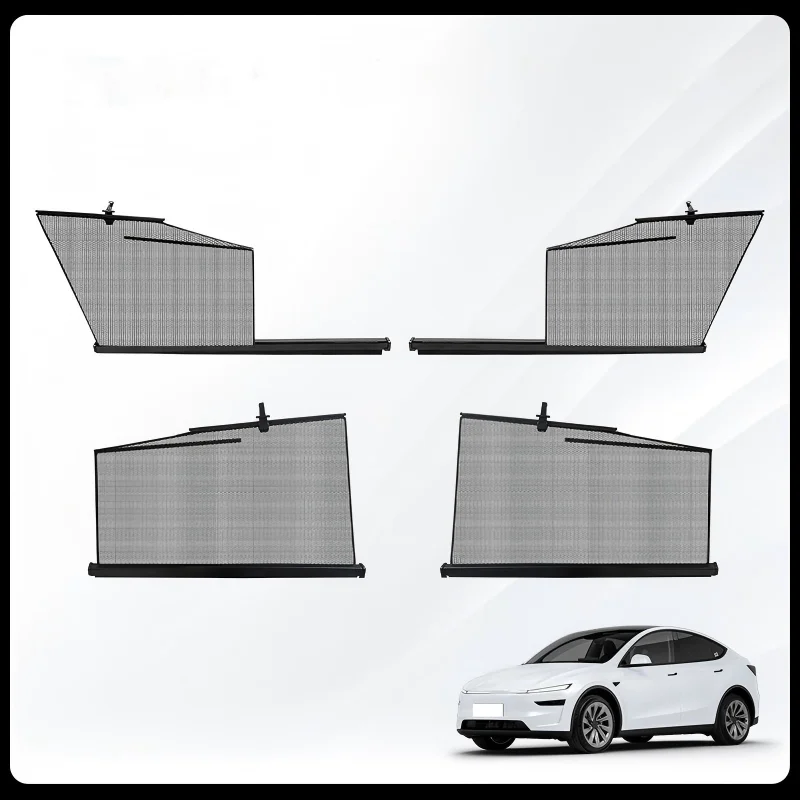 2PCS For Tesla New model Y Juniper Retractable Window SunShade Side Window Curtain Privacy Screen UV Protection Interior