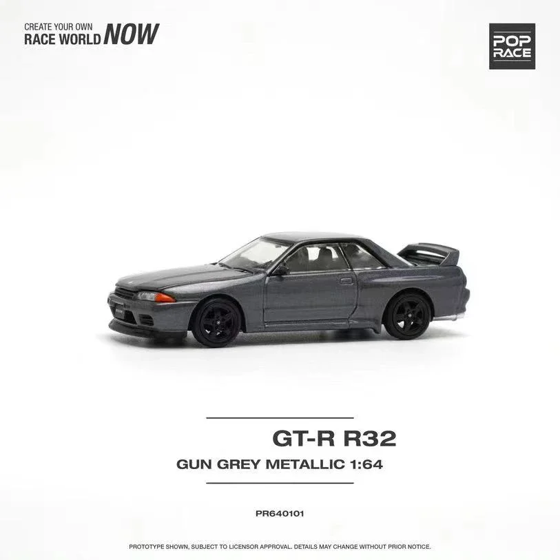 

** Предварительная продажа ** Pop Race 1:64 Skyline GTR R32, серый Отлитый капот, модель литая машинка