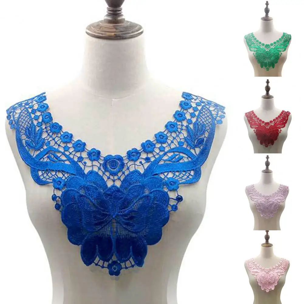 

Women Lace Collar Hollow Flower Embroidered Trim Applique Colored Lace Neckline for DIY Sewing Wedding Dress Halloween Cosplay