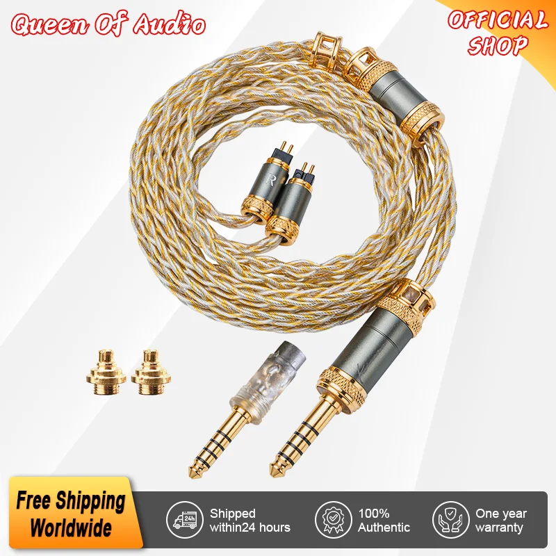 New Kinera MIA Earphone Cable With 3.5mm 4.4mm Interchangeable Plugs 0.78 2pin/MMCX IEMs 6N Single Crystal Copper Silver-Plated