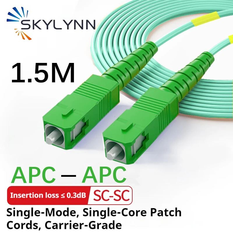 50/100PCS SC/APC-SC/APC Single Mode G657A2 Simplex 1.6mm Fiber Optic Patch Cord Aqua LSZH Factory OEM Brand 1.5M