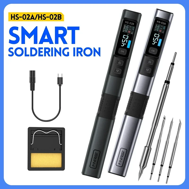 FNIRSI HS-02  Soldering Iron Smart Electric Kit Portable Digital  PD100W Adjustable Temperature  Fast Heating Repair  Kit