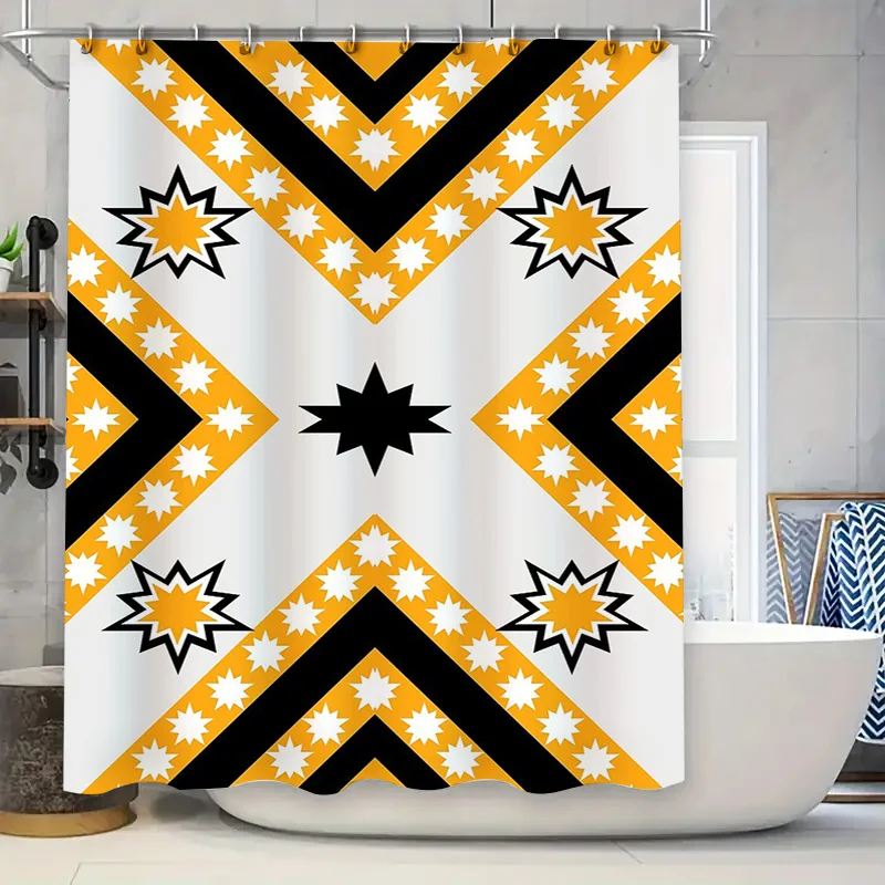 

Geometric Shower Curtain Modern Abstract Art Bathroom Decor Waterproof Fabric Liner Vintage Farmhouse Style Backdrop
