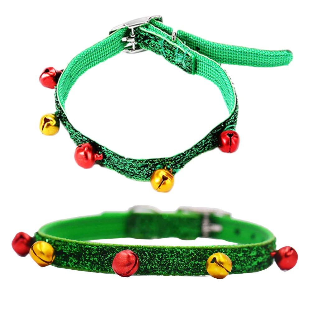 Adjustable Collar for Pet Dog Cat with Christmas Bells Design Soft Strong Polyester Material Fashionable Comfortable Fit Walking
