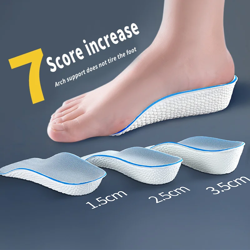 Arch Support Increase Height Insoles Light Weight Soft Elastic Lift for Men Women Shoes Pads 1.5CM 2.5CM 3.5CM Heighten Lift