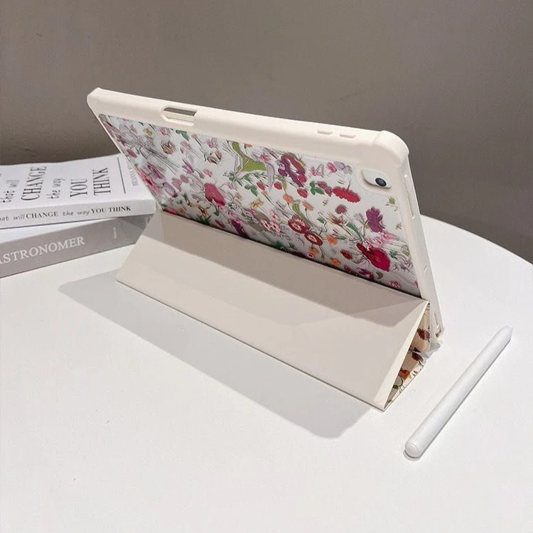 1pc Colorful Floral Stand Tablet Protective Case Suitable for iPad 10.9/10.2/Air4/5/Pro11/10th/10.5 Case with Pencil Slot Holder