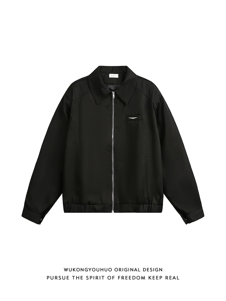 

Мужская куртка Sunnykong в стиле ретро-американский кэжуал, с отложным воротником, свободного кроя, молодежная осенняя верхняя одежда для пар