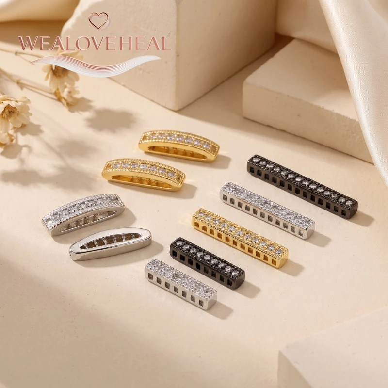 18K vergoldete Messing-Rechteck-Abstandshalter, luxuriöser Micro-Pavé-CZ-Trennverbinder für DIY-Schmuckherstellung, Großhandel – Detail 16