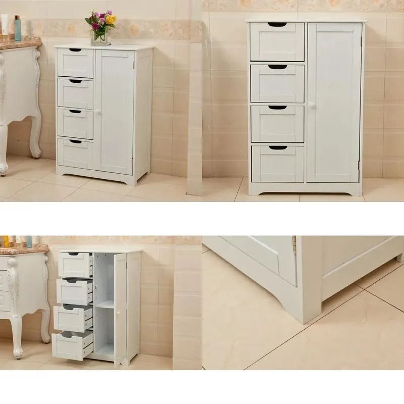 Classic Solid Wood Bathroom Cabinet Dresser with Closed Drawer Custom Color Single Wooden Storage Cabinet