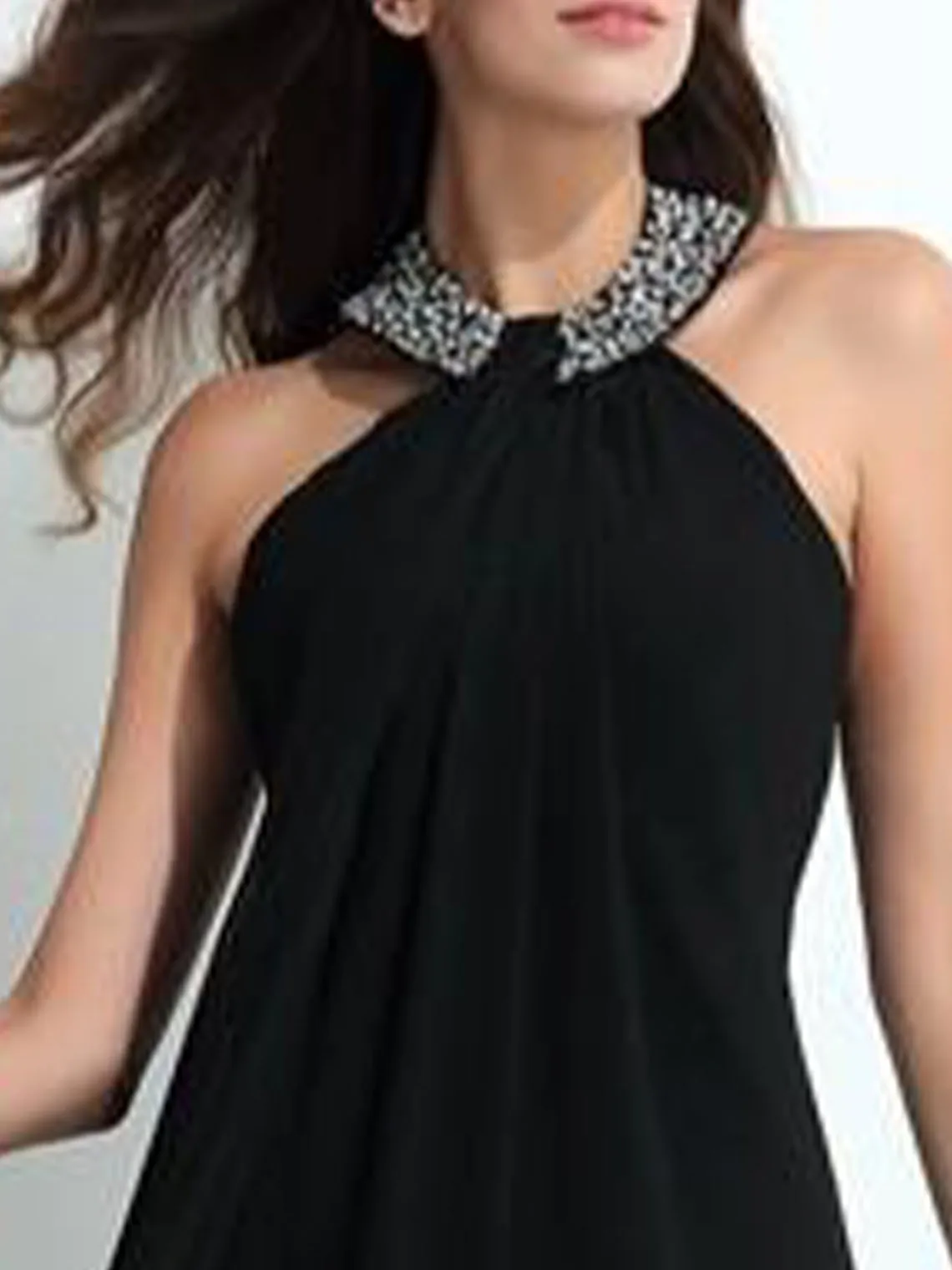 Elegante vestido de noche semiformal de una línea con cuentas Halter gasa hasta el suelo sin mangas vestido de invitados de boda 2025 personalizado gratis