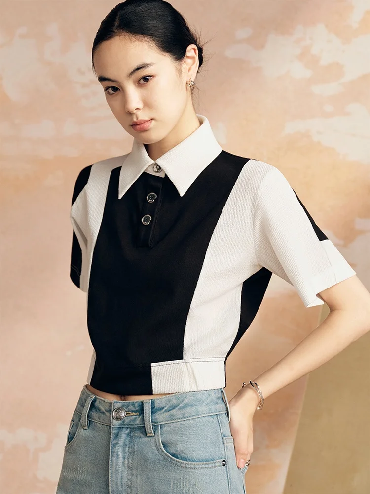 

SVLI Summer Texture Cotton Loose Waist Ne T-irt ort Sve Casual Sle Women's Faion Bla Vintage