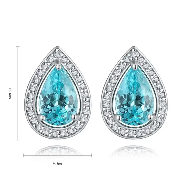 RUIF 2024  New Popular  Main Stone 3.64ct  S925 Silver Earrings Lad Grown Paraiba Sapphire Wedding Party Luxury Design