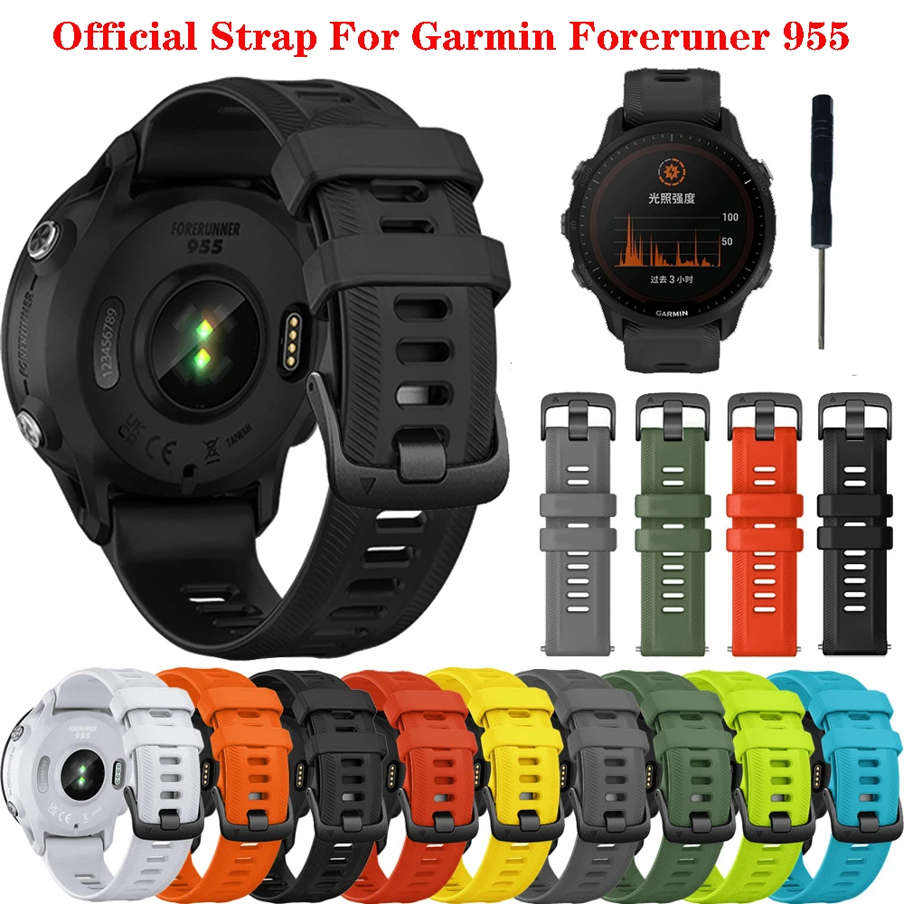 22mm Official Smart Watchbands For Garmin Forerunner 955 Watch Silicone Bracelet Wristbands For Forerunner 955 945 935 Watchband