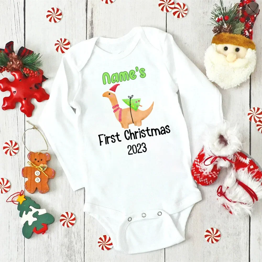 Personalised Christmas Baby Bodysuit Boys Girls Cute Clothes Custom Deer Print Infant Christmas Romper Xmas Party Baby Gift