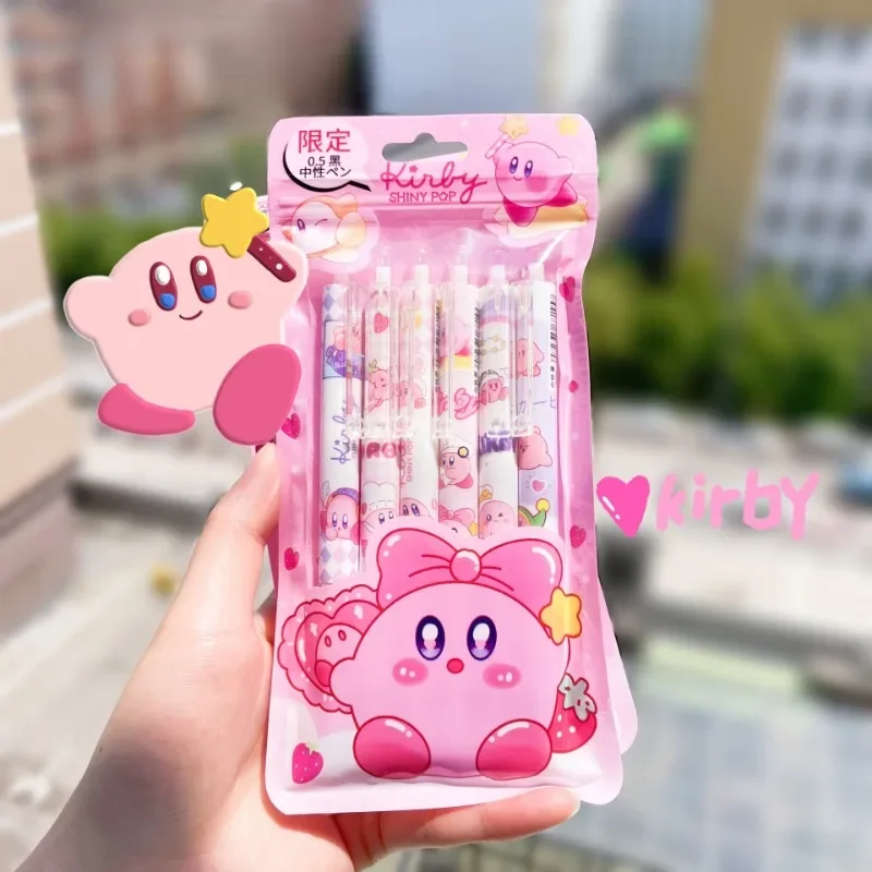 Kirby Gel Pen Anime 0.5mm Black Ink Ballpoint Pen Cartoon Kids School Office Supplies Stationery for Men Women Neutral Pens Gift