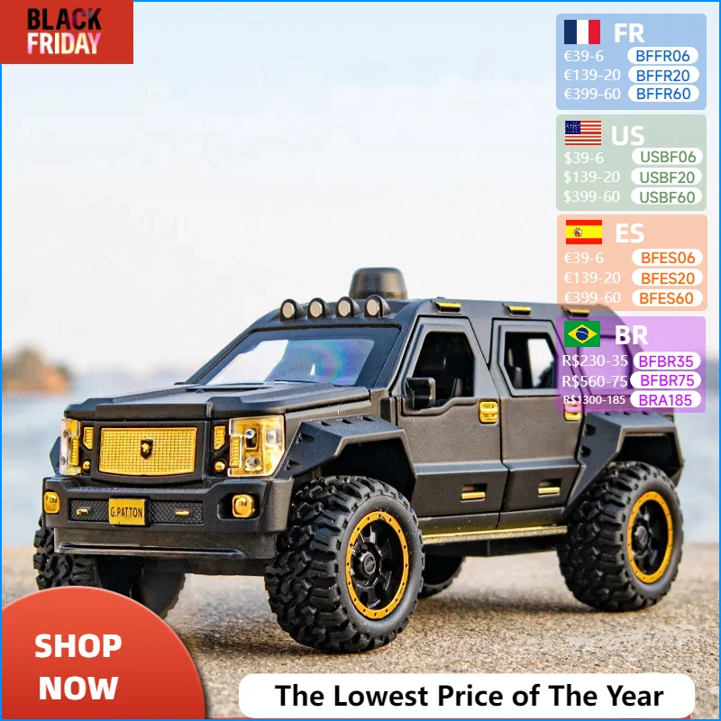 1:24 G.PATTON GX Alloy Armored Car Model Diecast Simulation Off-road Vehicles Car Metal Toy Explosion Proof Car Model Kids Gifts