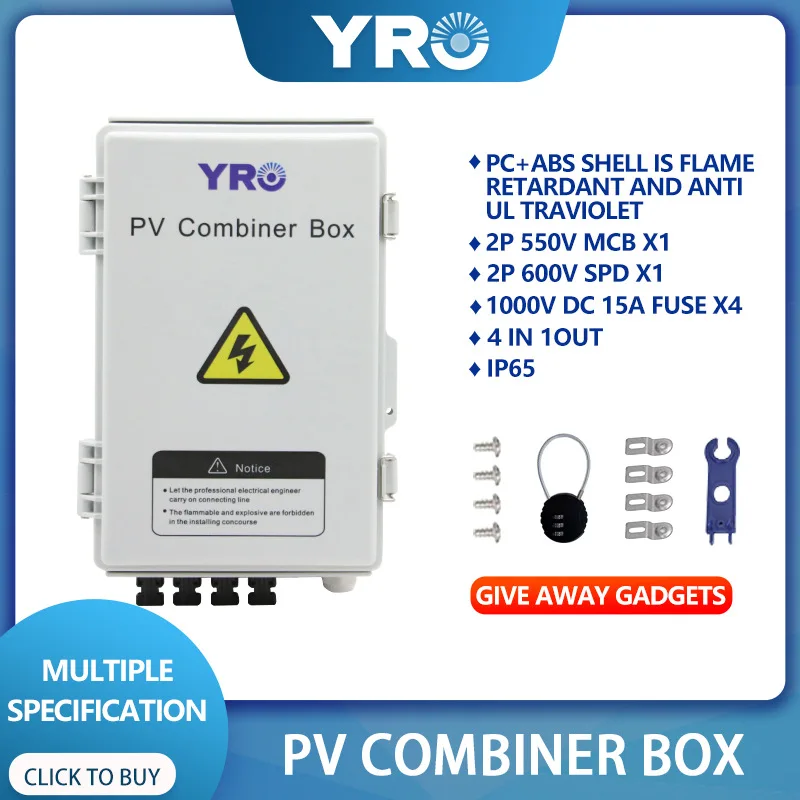 

Hot-Selling Photovoltaic DC Distribution 4 In 1 Out 550V Complete Solar Combiner Box Cross-Border CE Certification