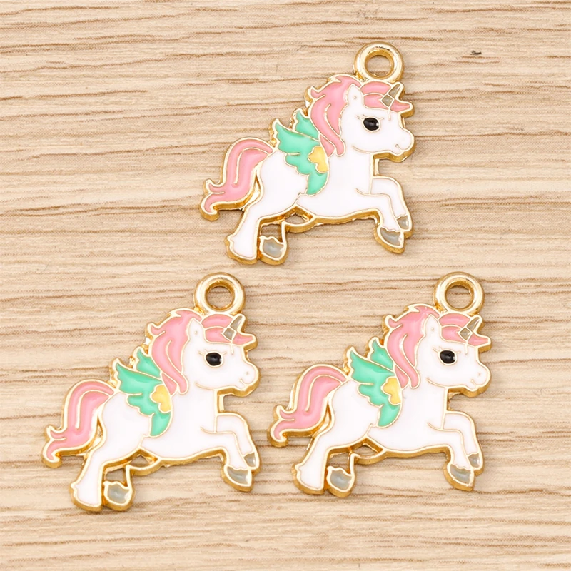 10 Stück Cartoon Tier Charms Emaille Pferd Charms für Schmuckherstellung Ohrringe Anhänger Halsketten Armbänder DIY Bastelzubehör – Detail 9