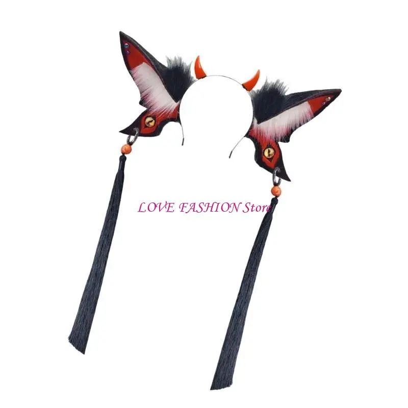 Hairbands Devil Eye Hairbands Adorkable Propss Halloween Anime Headbands ปาร์ตี้หูฟังขนสัตว์ขนสัตว์ขนยาวสำหรับเทศกาลดนตรี Y166