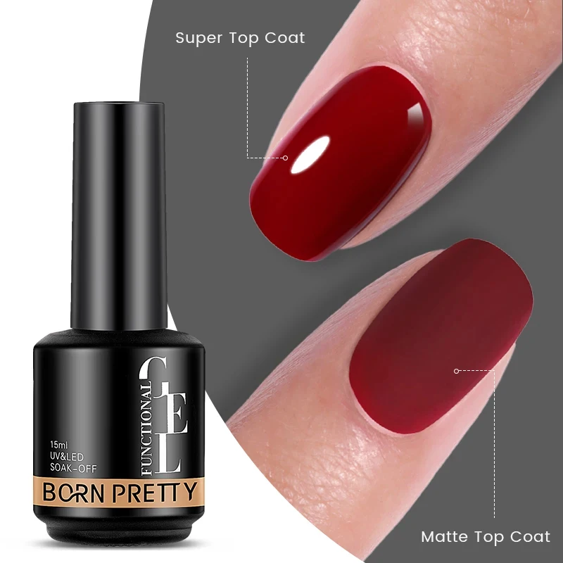 BORN PRETTY 15 ml Funktionsgelbasis Super Top Coat Verstärkungsgel Gummibasis Gel Soak Off UV LED Semi-Permanenter Lack