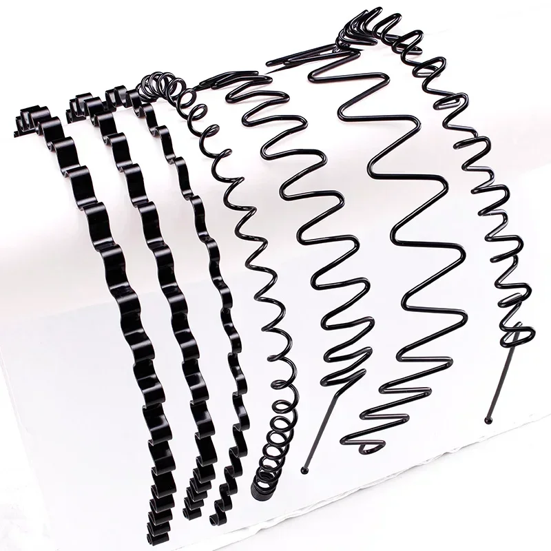 1/8Pcs Non Slip Unisex Black Metal Spiral Wave Headband Men Women Flexible Sports Hair Band Accessories Hair Band Accessories