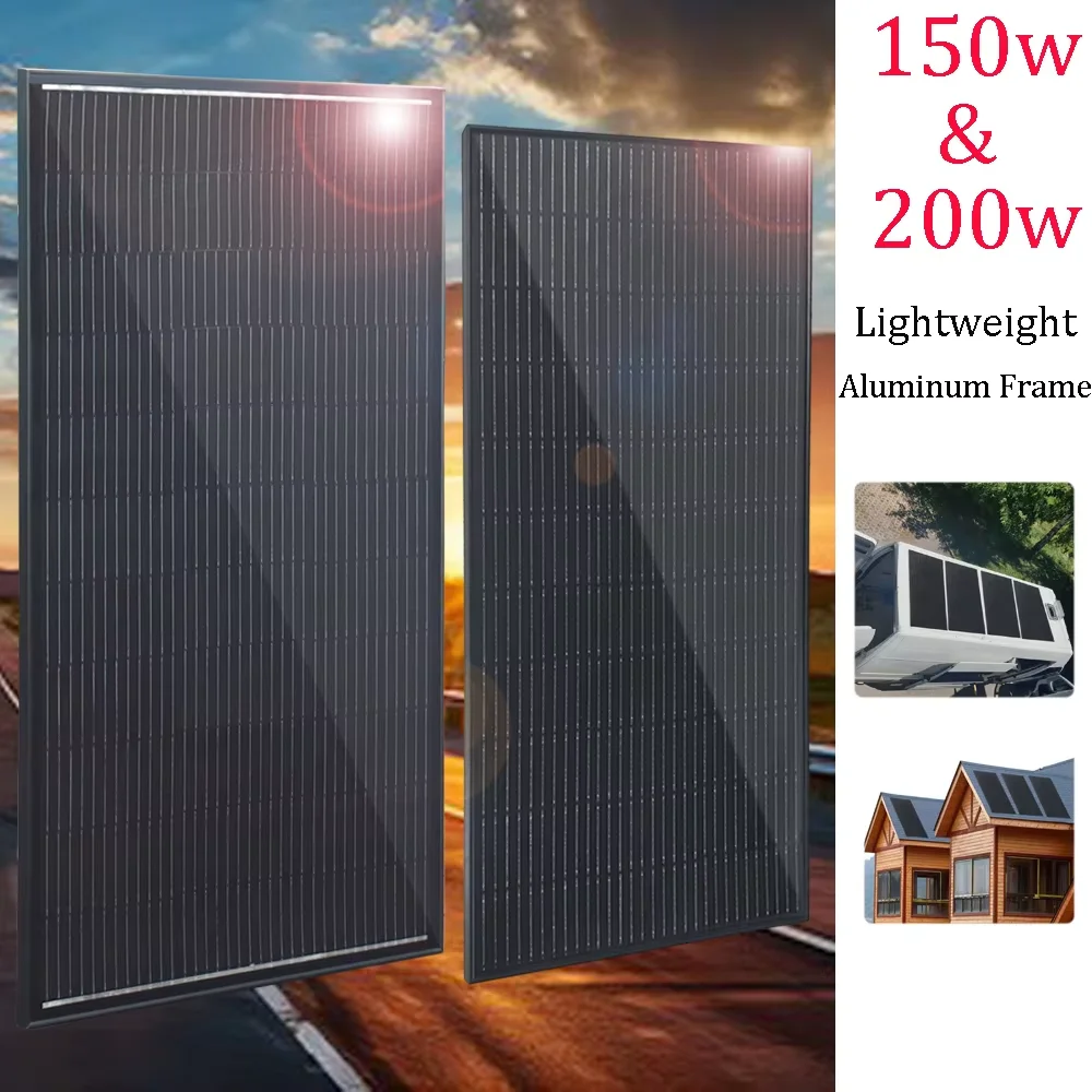 PET-Solarmodul mit Aluminiumrahmen 300W 200W 150W Photovoltaik-Panel Leichtgewicht 12V Batterieladegerät 1000W 220V für Wohnmobil-Dach