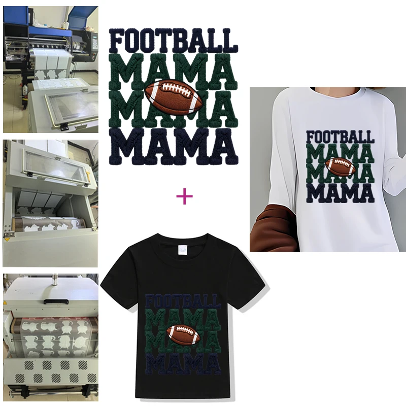 Funny American mama Football Iron On Transfers - Humorous Designs for T-Shirts, Bags & More, Durable & Vibrant Colors