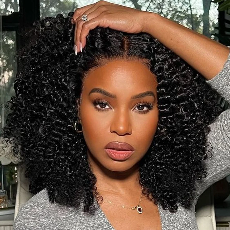 

Короткие кудрявые парики-боб из натуральных волос, 250% плотность, безклеевые, бразильские, с фронтальной застежкой, без клея, предварительно нарезанные кружевные парики для женщин, распродажа