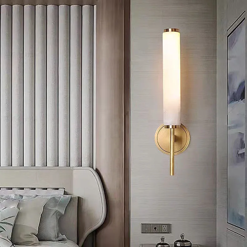 Natural Marble LED Wall Lights Black Gold Copper Foyer TV
