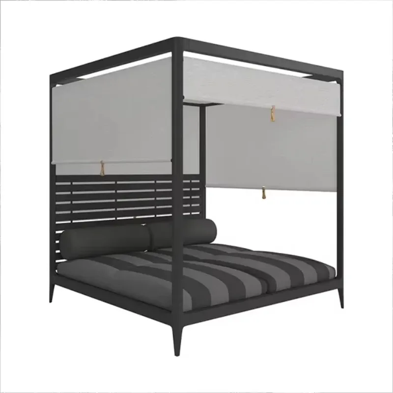 Modern Outdoor Sun Bed Aluminum Frame Weather Resistant Waterproof Daybed for Beach Resort