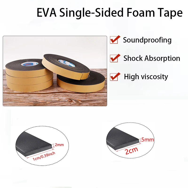 EVA Sponge Single-Sided Tape Shockproof Car Foam Pad Sound Insulation Buffer Anti-Collision Sealant Strip 10-20MM