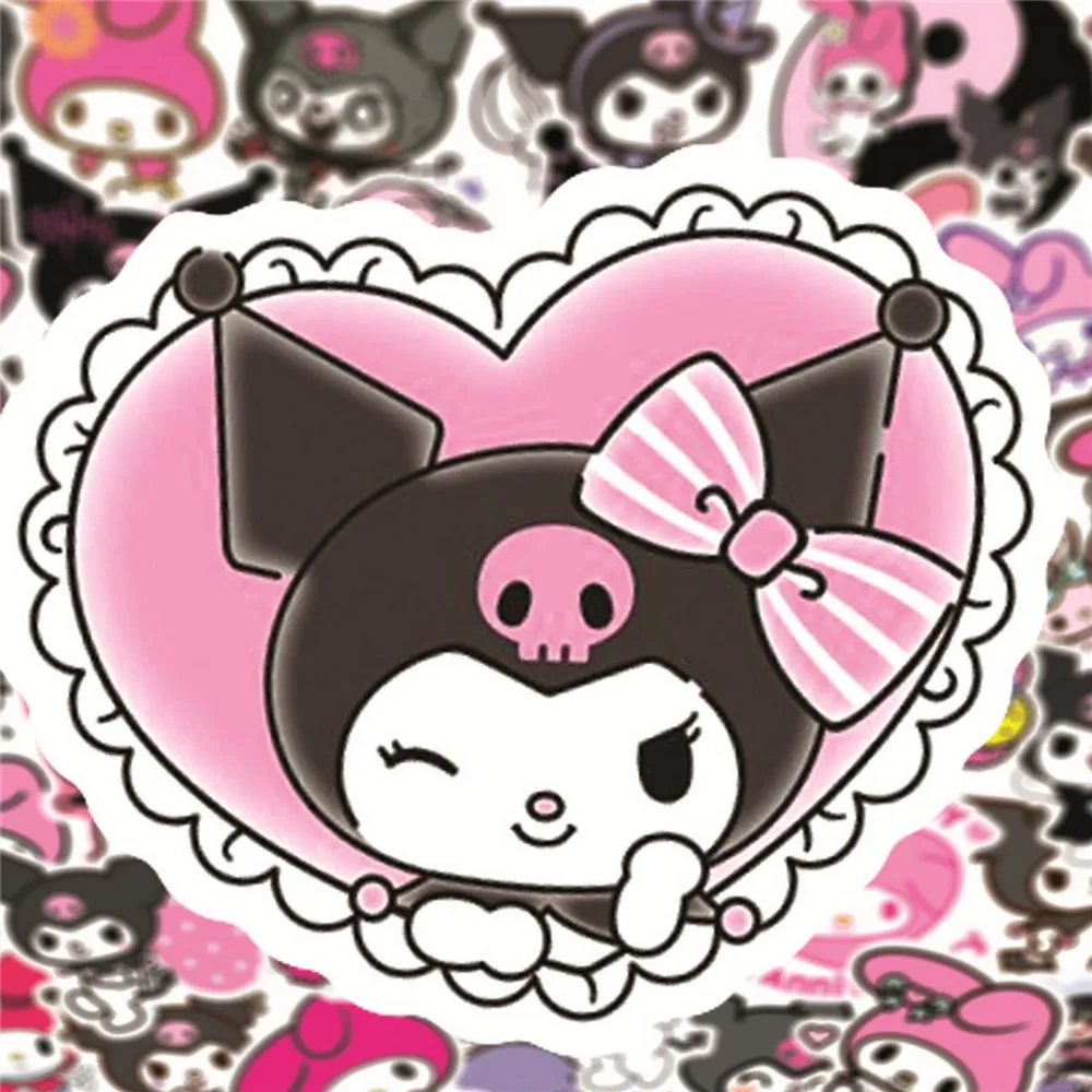 50/100pcs Cute Kuromi My Melody Stickers Notebook Scrapbook Phone Case Freezer Motorcycle Graffiti Decal Waterproof Sticker