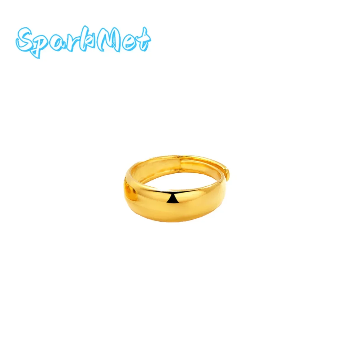 

SparkmetBoutique Au999 men and women gold polished rings couple glossy rings live mouth solid 24k pure gold simple plain ring