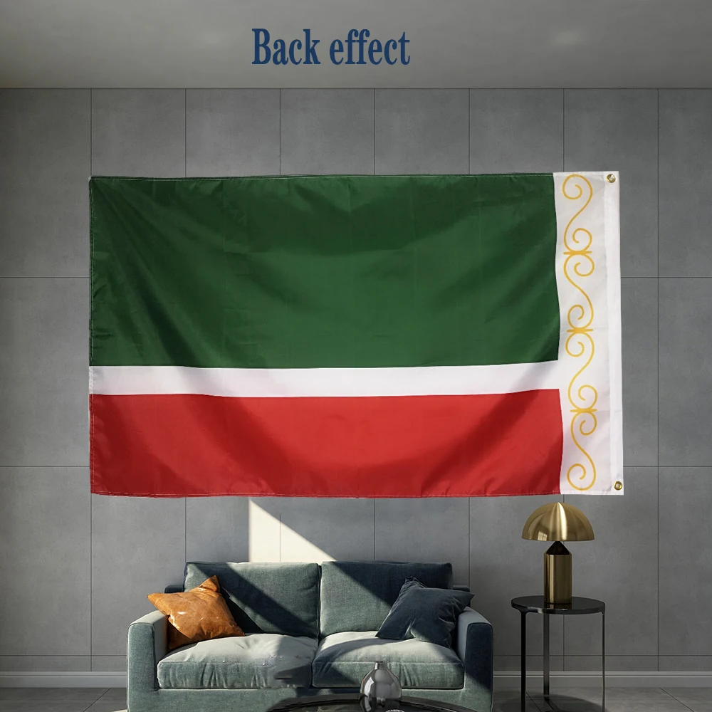 Flag of the Chechen Republic Outdoor Graphic Custom Printed  Hanging  Polyester Shaft Cover Brass Grommets Design Outdoor