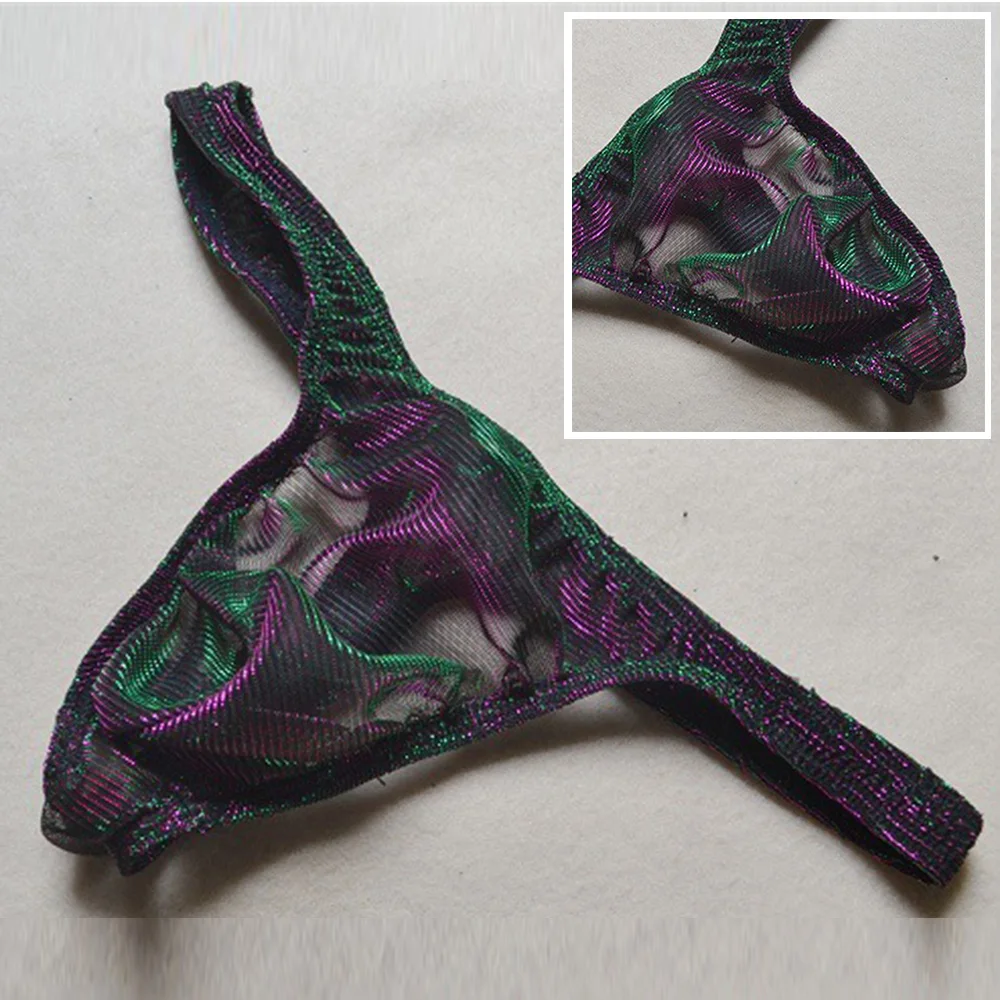 Sexy Men's Thongs Mesh Laser Ultra Thin Transparent Thong G-string Shorts Pouch Lingerie Underpants Bottoms Underwear Pump Man