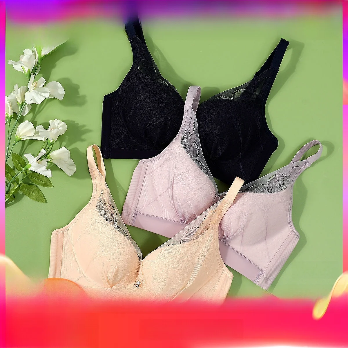 hodo-ホーム新しいソフトブラジャーワイヤレス女性用下着快適なギャザー抗たるみ防止柔軟な通気性のある-u-ネックショルダーストラップ