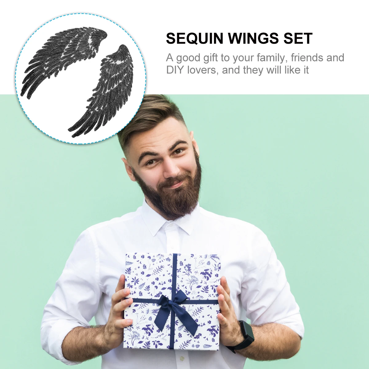 

1Pair Eyecatching Sequin Angel Wings Patches Sew on Appliques for Fashion DIY Wings Sequin Patches DIY Embroidered Applique