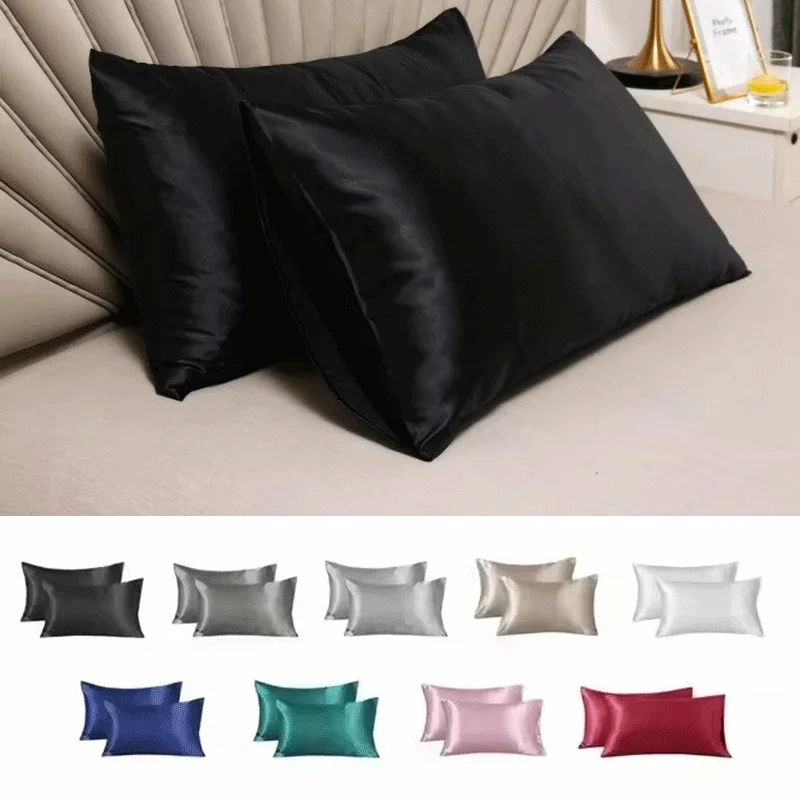 1/2pcs Silk Pillowcase Pillow Cover Silky Satin Hair Beauty Pillowcase Comfortable Pillow Case Home Decor Pillow Covers.
