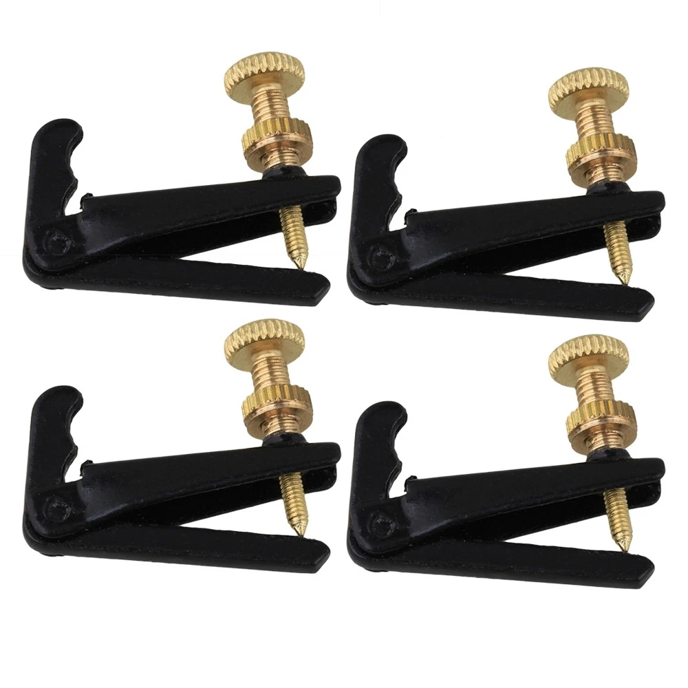 Set of 4 Violin String Fine Adjuster Tuners Black/gold 3/4 4/4