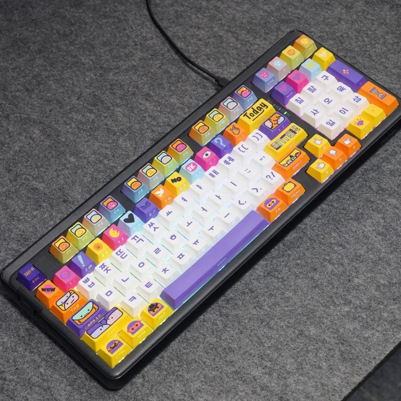 

Полупрозрачные колпачки для клавиш с боковой гравировкой, вишневый профиль, корейский большой шрифт, термосублимация, пользовательские колпачки для клавиш, механические клавиши с Pbt