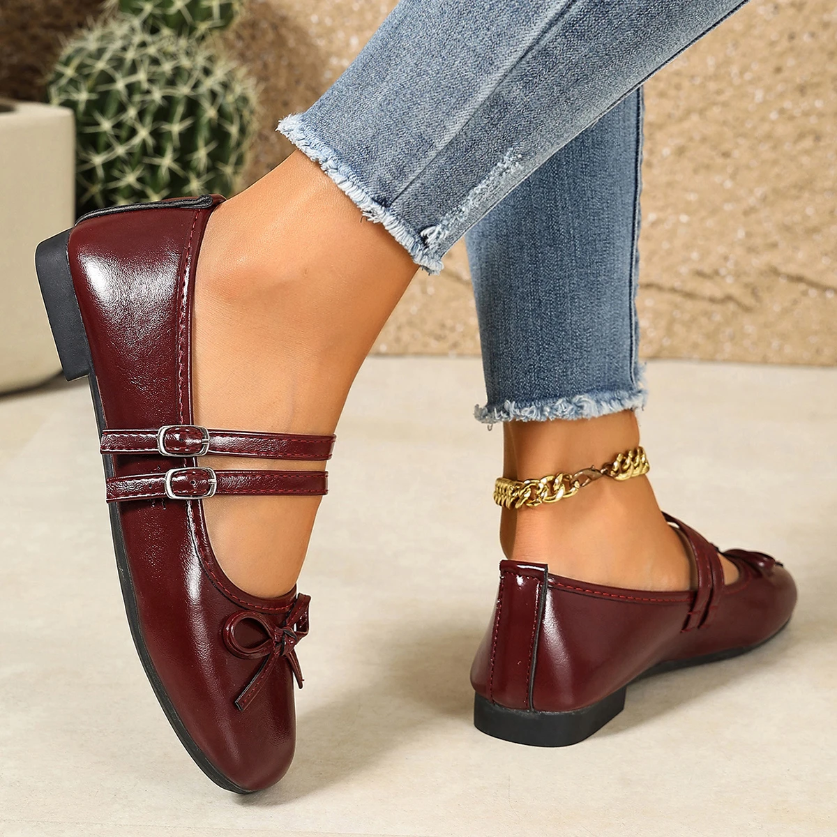 Frühlings- und Herbst-Neuheit: Bequeme Arbeits- und Freizeitschuhe mit eckiger Zehenpartie für Damen, modische und heiß begehrte sexy flache Schuhe mit Schleife. – Detail 8