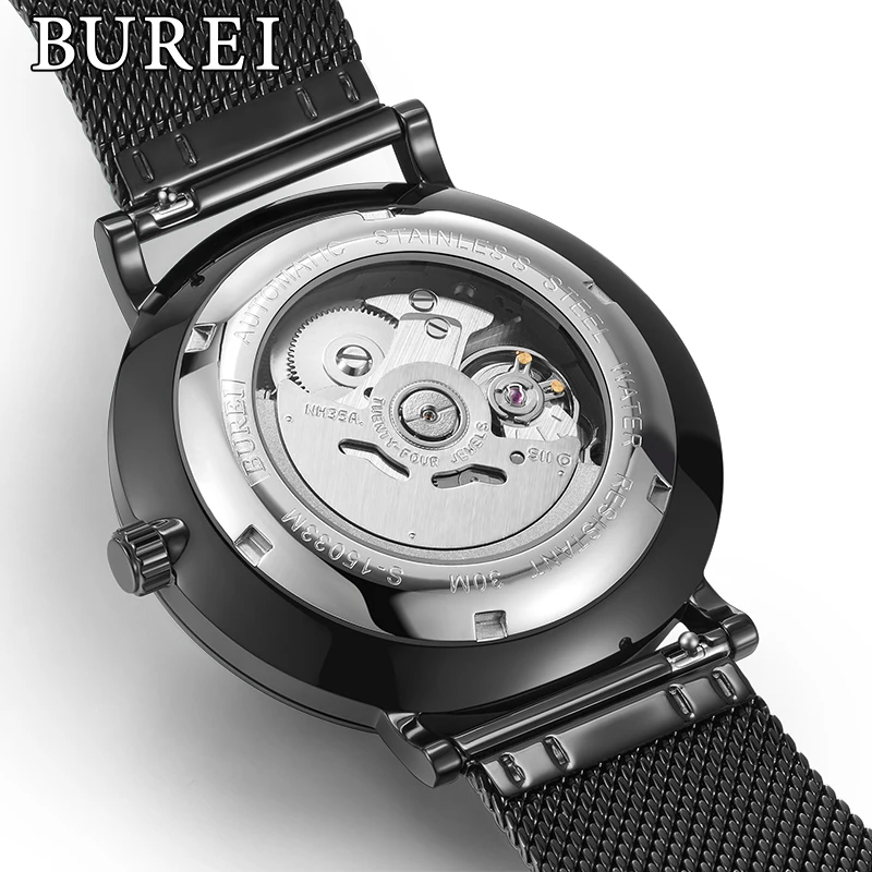 Reloj Hombre BUREI Brand Luxury Dress Watch Mens NH35 Movement Automatic Mechanical Wristwatches Waterproof for Men Montre Homme