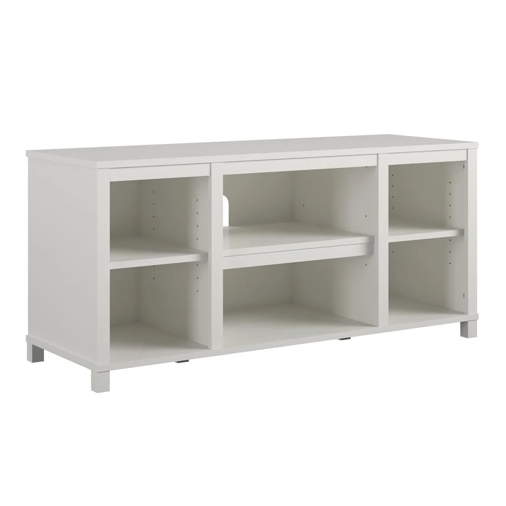 TV Stand 50 inch Flat Panel TVs White Finish with Adjustable Shelves and Cable Management Ideal Home Entertainment