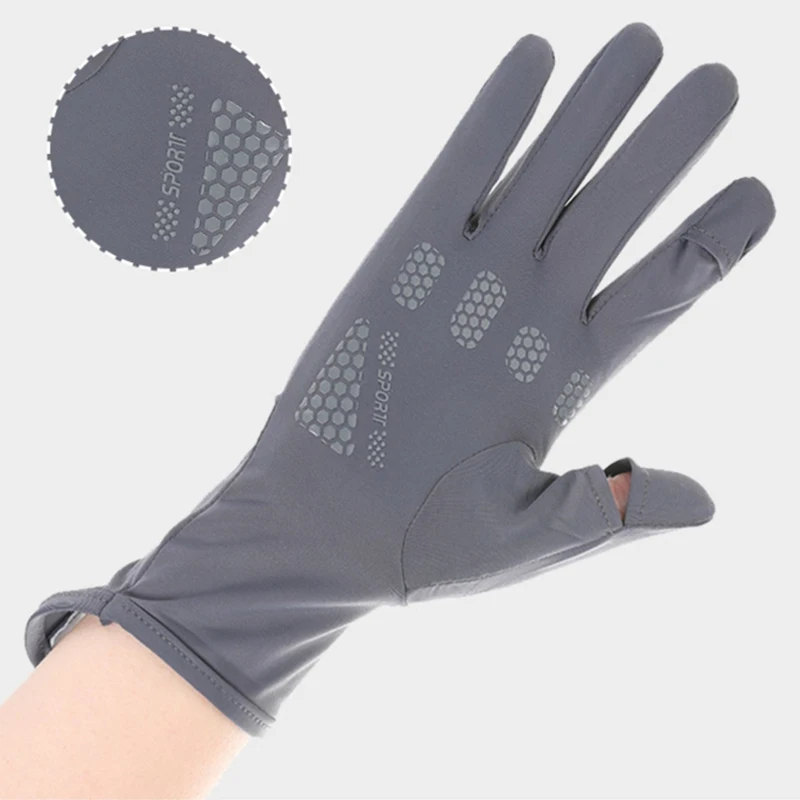 Women Summer New Thin Ice Silk Anti UV Exposed Finger Touch Screen Non Slip Mid long Breathable Sun Protection Driving Gloves